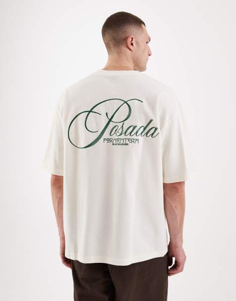 ASOS DESIGN heavyweight oversized t-shirt with text embroidery  in green crepe texture