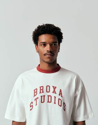 Asos Design Heavyweight Oversized T-shirt With Text Graphic In White