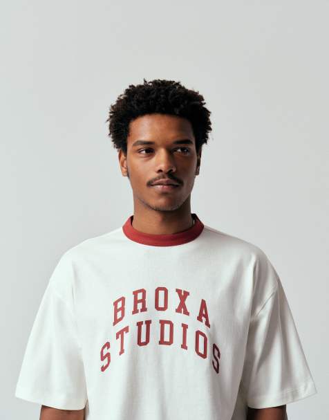 ASOS DESIGN heavyweight oversized t-shirt with text graphic in off white