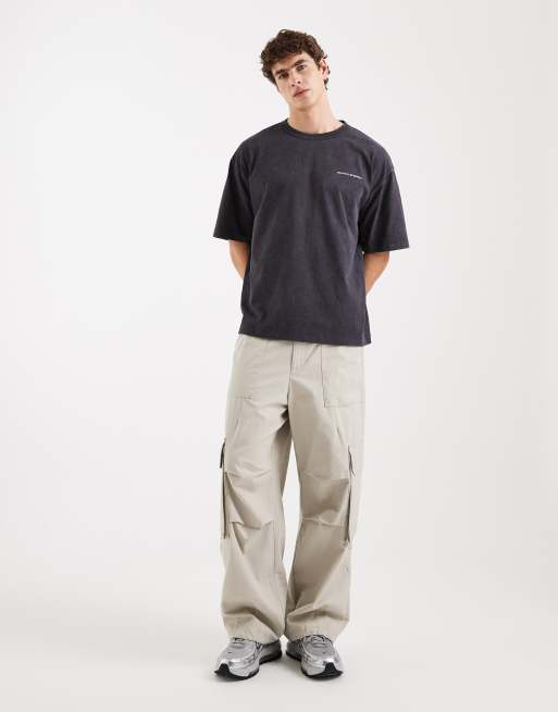 ASOS DESIGN heavyweight oversized t-shirt with text print in black wash , 2 of 5