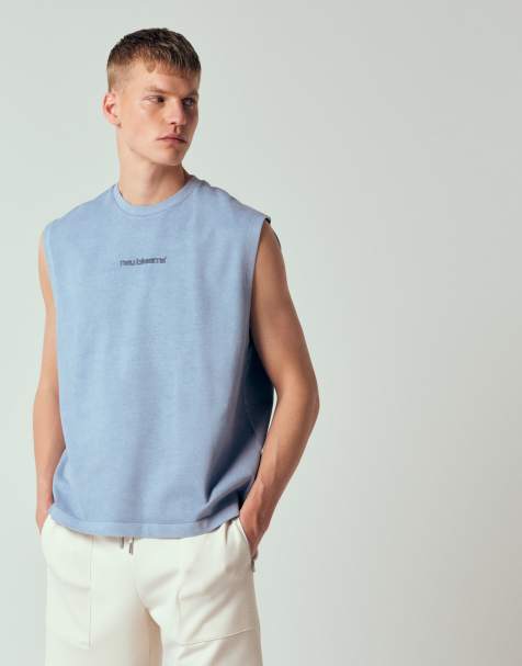 ASOS DESIGN heavyweight oversized tank co-ord in blue textured fabric - view 1