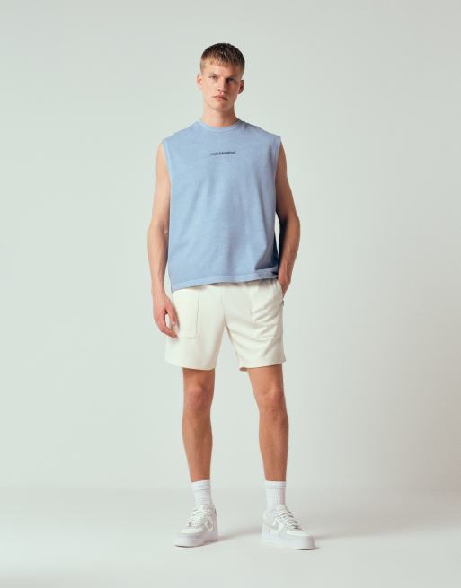 ASOS DESIGN heavyweight oversized tank co-ord in blue textured fabric, 2 of 12
