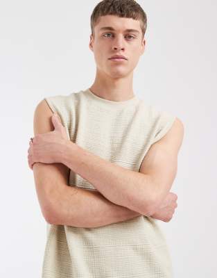 Asos Design Heavyweight Oversized Tank In Neutral