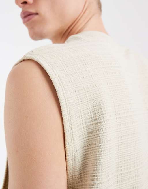 ASOS DESIGN heavyweight oversized tank in beige texture, 5 of 5