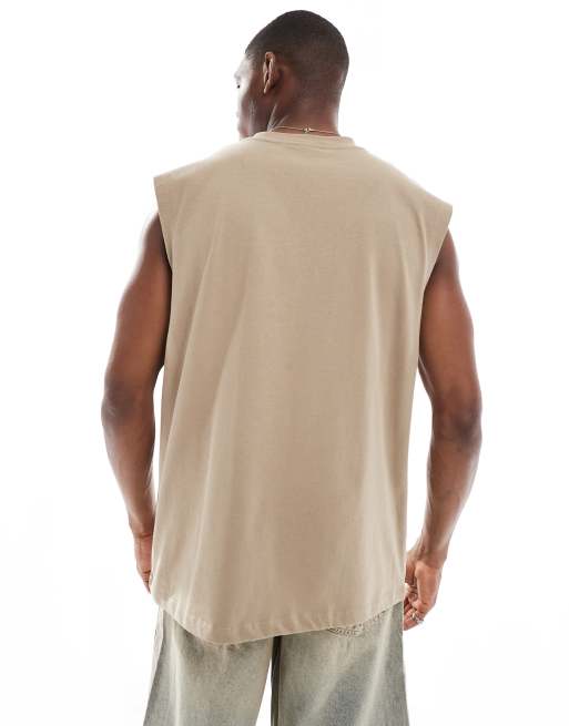 ASOS DESIGN heavyweight oversized tank in beige