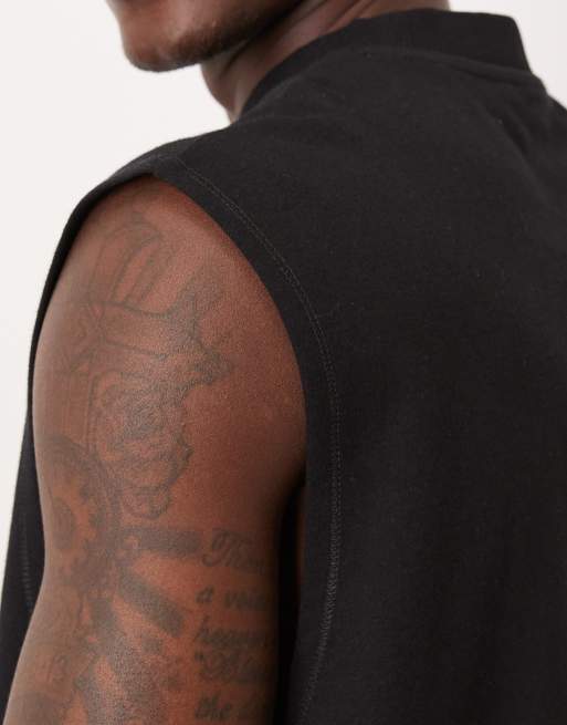ASOS DESIGN heavyweight oversized tank in black soft touch, 4 of 5