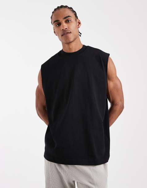 ASOS DESIGN heavyweight oversized tank in black - view 1