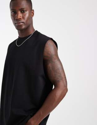 Asos Design Heavyweight Oversized Tank In Black