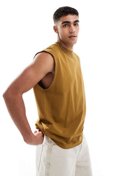 ASOS DESIGN heavyweight oversized tank in brown - view 1
