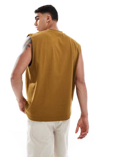 ASOS DESIGN heavyweight oversized tank in brown