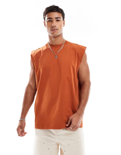 ASOS DESIGN heavyweight oversized tank in brown