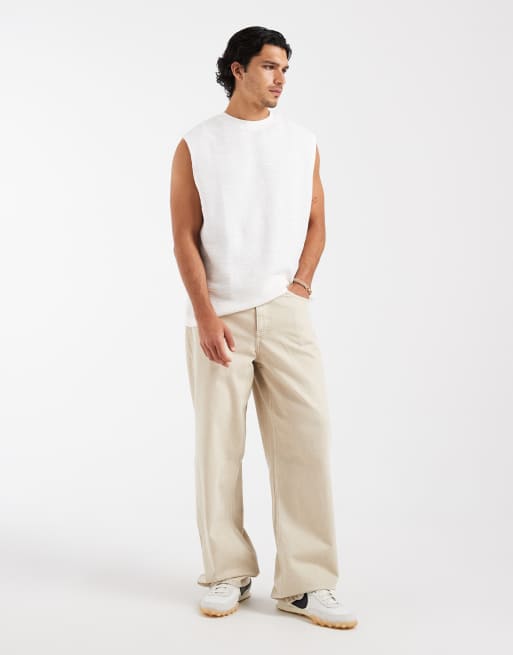 ASOS DESIGN heavyweight oversized tank in cream boucle, 2 of 5