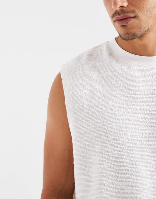 ASOS DESIGN heavyweight oversized tank in cream boucle, 5 of 5