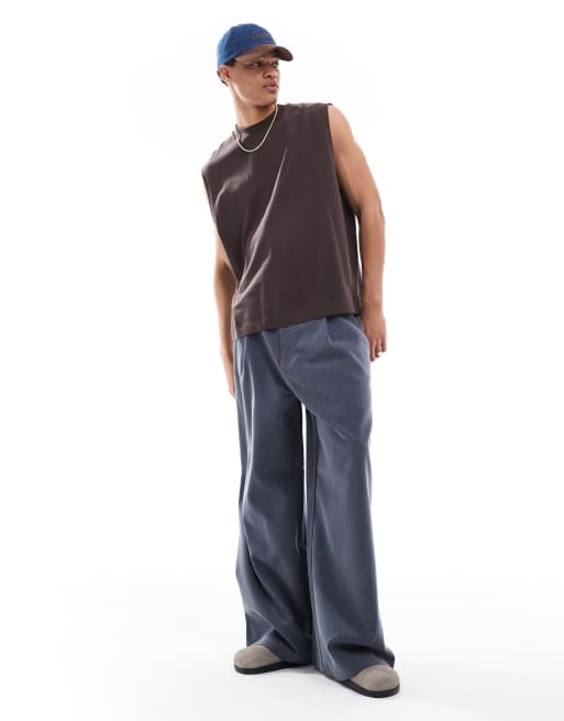 ASOS DESIGN heavyweight oversized tank in dark brown