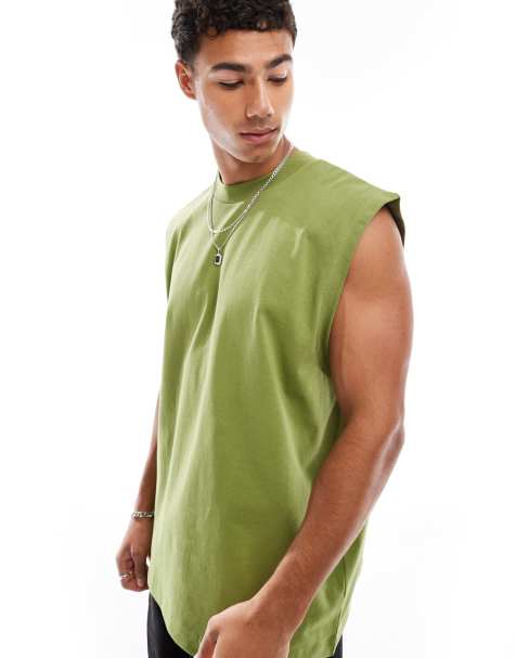 ASOS DESIGN heavyweight oversized tank in green - view 1