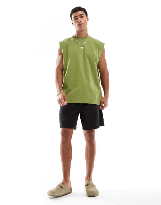 ASOS DESIGN heavyweight oversized tank in green