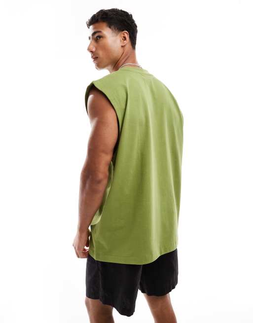 ASOS DESIGN heavyweight oversized tank in green