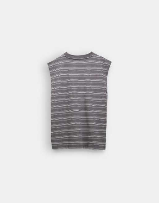 ASOS DESIGN heavyweight oversized tank in textured grey stripe fabric, 7 of 7