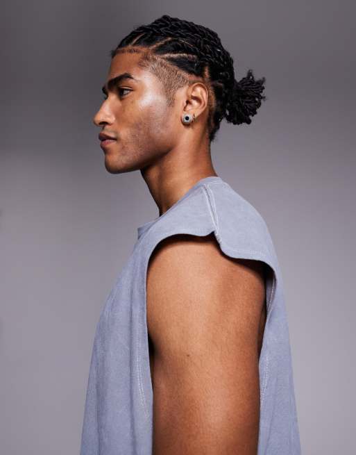 ASOS DESIGN heavyweight oversized tank in washed gray with spine graphic , 4 of 5