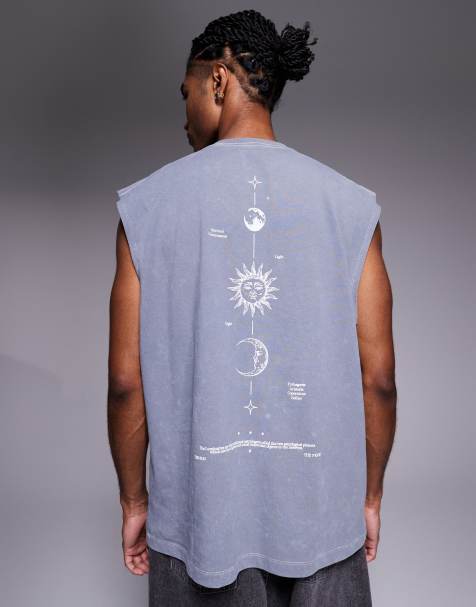 ASOS DESIGN heavyweight oversized tank in washed grey with spine graphic  - view 1