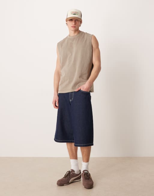 ASOS DESIGN heavyweight oversized tank in washed stone, 2 of 5