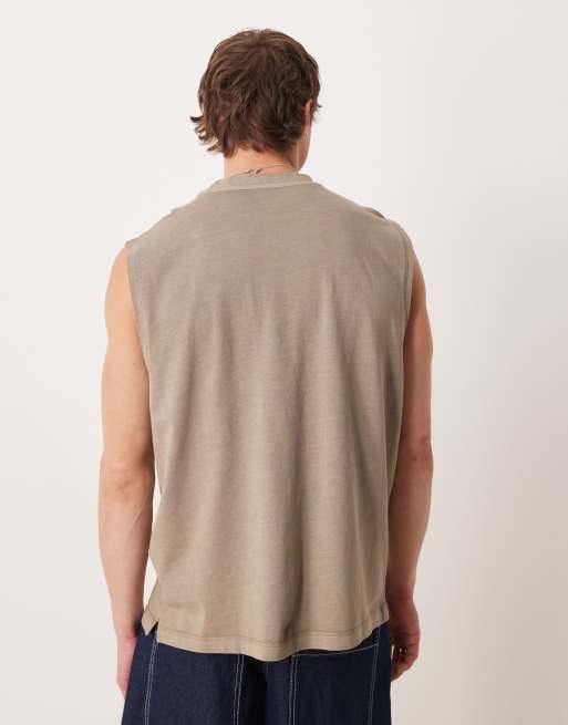 ASOS DESIGN heavyweight oversized tank in washed stone, 3 of 5