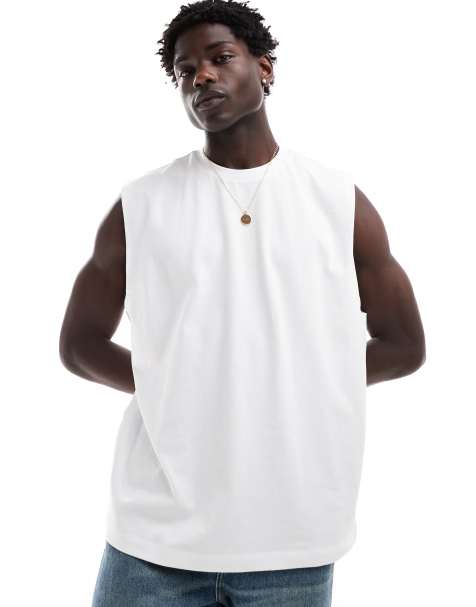 ASOS DESIGN heavyweight oversized tank in white - view 1