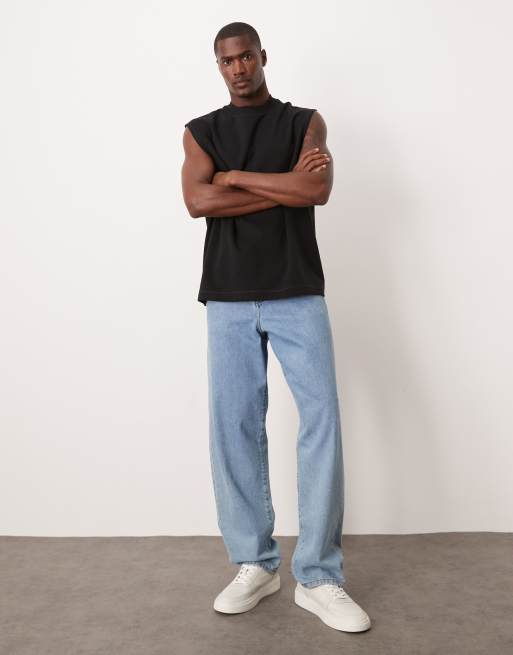 ASOS DESIGN heavyweight oversized tank top in black soft touch, 2 of 5