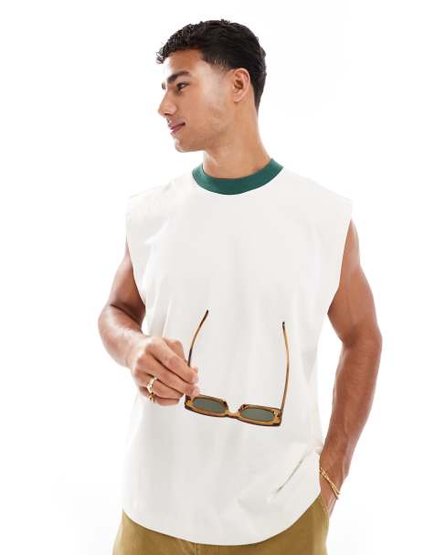 ASOS DESIGN heavyweight oversized tank top in cream - view 1