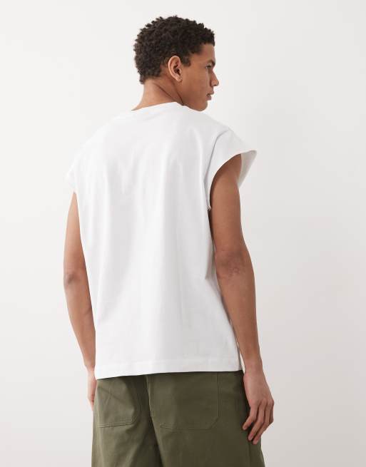 ASOS DESIGN heavyweight oversized tank with cap sleeves in white , 5 of 5
