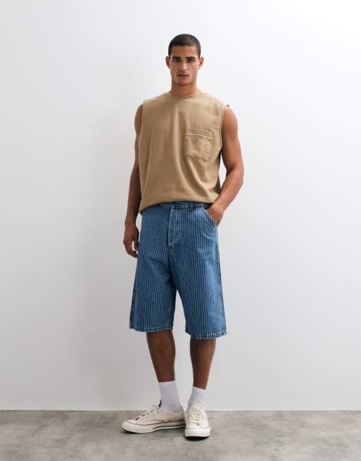 ASOS DESIGN heavyweight oversized tank with contrast stitch and pocket in mid brown texture, 2 of 5
