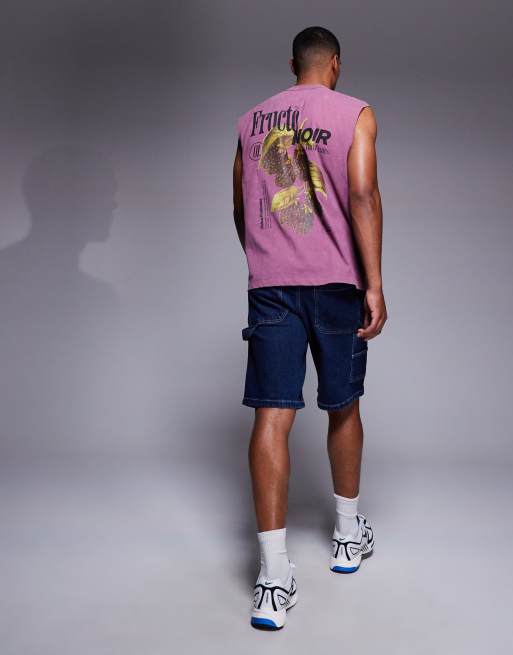 ASOS DESIGN heavyweight oversized tank with fruit graphic in washed pink , 3 of 4