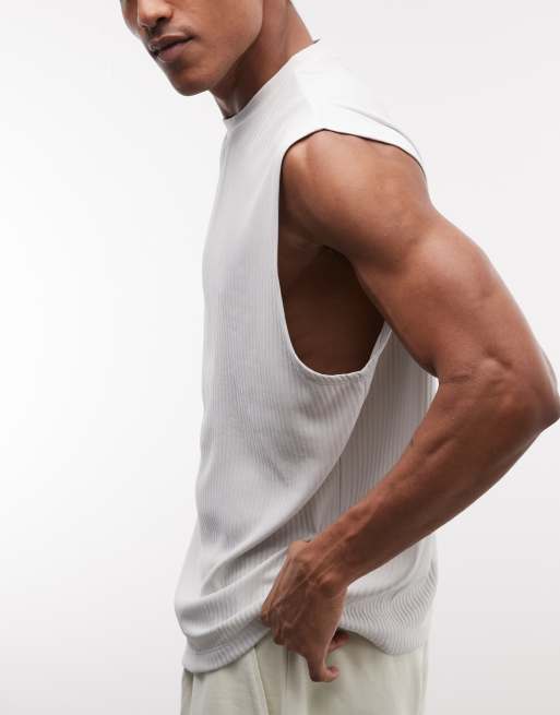 ASOS DESIGN heavyweight oversized tank with palm graphic in grey rib fabric (part of a set), 4 of 5