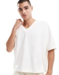 [ASOS DESIGN] ASOS DESIGN heavyweight oversized v-neck t-shirt in white S WHITE