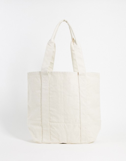ASOS DESIGN oversized heavyweight cotton tote bag in ecru - BEIGE