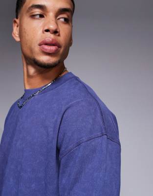 Asos Design Heavyweight Oversized Washed T-shirt In Blue