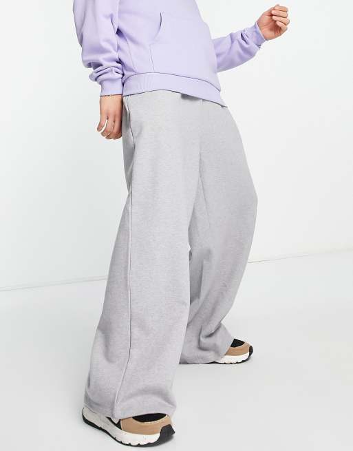 ASOS DESIGN oversized wide leg joggers in grey marl with boxer double layer