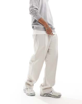 heavyweight oversized wide leg sweatpants in beige-Neutral