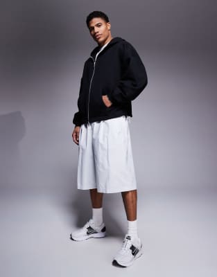 Asos Design Heavyweight Oversized Zip Through Hoodie 400gsm With Fixed Hem In Black