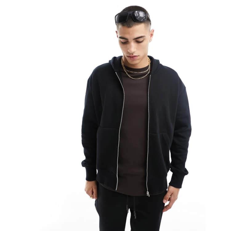 Asos black cheap zip hoodie