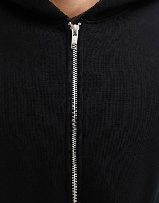 ASOS DESIGN heavyweight oversized zip through hoodie in black