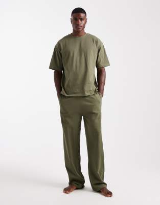 Asos Design Heavyweight Pajama Set In Green