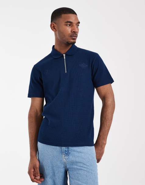 ASOS DESIGN heavyweight regular fit polo shirt in navy waffle fabric (Part of a set) - view 1