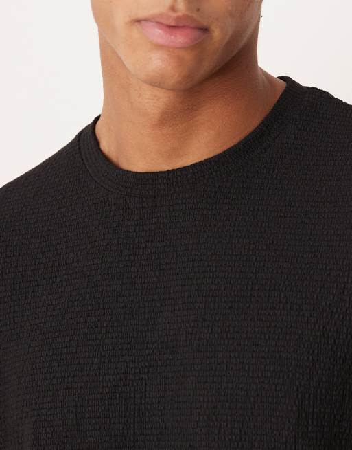 ASOS DESIGN heavyweight regular fit t-shirt in black crinkled rib, 5 of 5