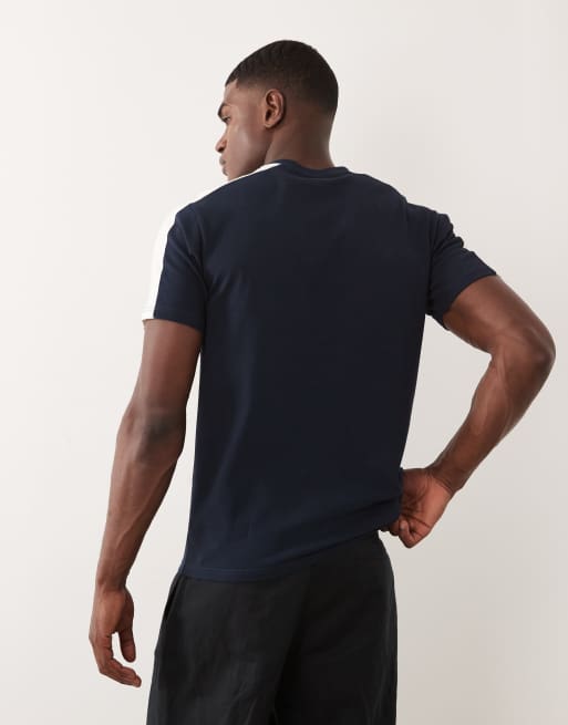 ASOS DESIGN heavyweight regular fit T-shirt with contrast panels in navy, 4 of 5