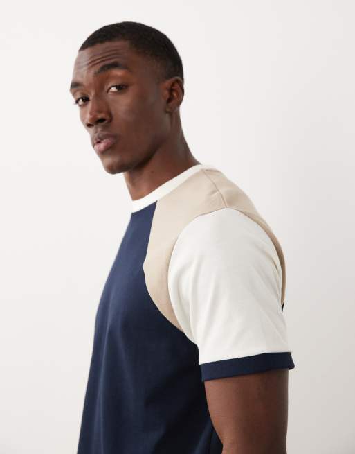 ASOS DESIGN heavyweight regular fit T-shirt with contrast sleeves in cream, 4 of 5