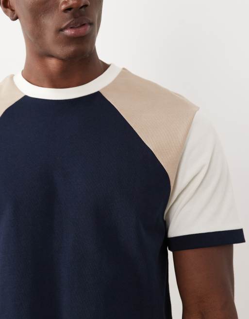 ASOS DESIGN heavyweight regular fit T-shirt with contrast sleeves in cream, 5 of 5