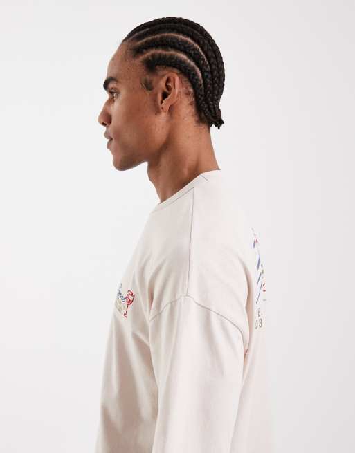 ASOS DESIGN heavyweight regular fit T-shirt with drinks graphic in ecru wash, 4 of 5