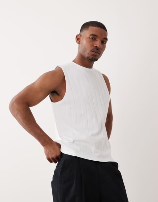 ASOS DESIGN heavyweight regular fit wide rib tank in white, 2 of 5
