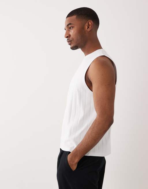 ASOS DESIGN heavyweight regular fit wide rib tank in white, 5 of 5